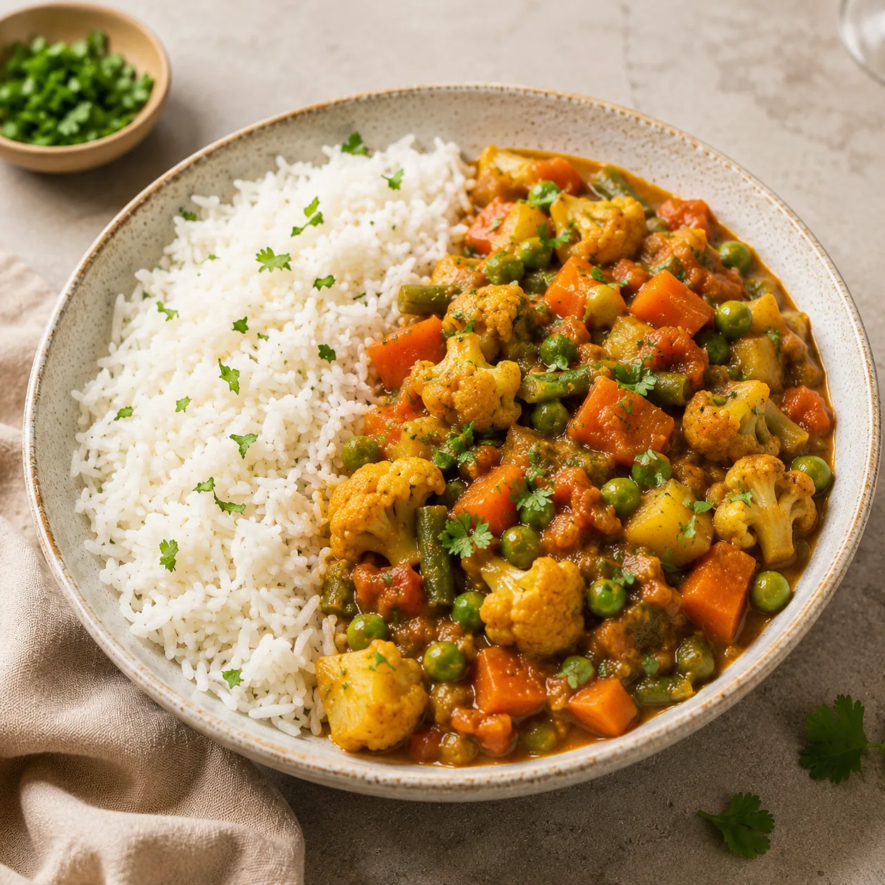 Indische Bowl mit Curry und Basmati-Reis – Shivaya Bowl