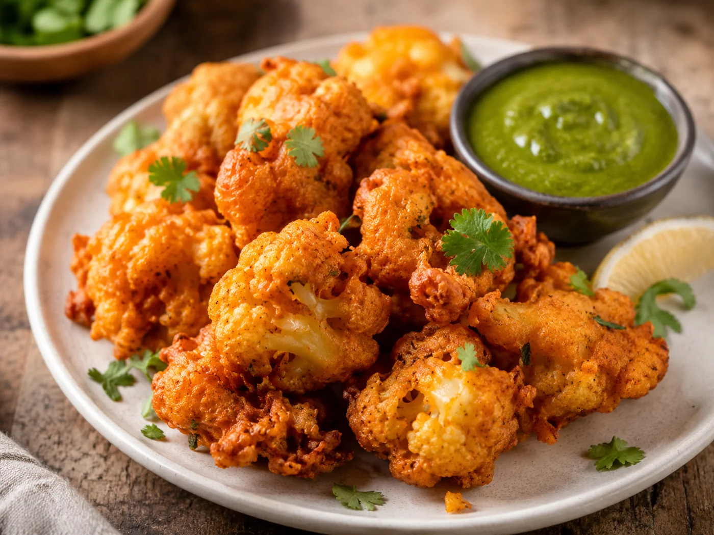 Gobi Pakora aus knusprig frittiertem Blumenkohl