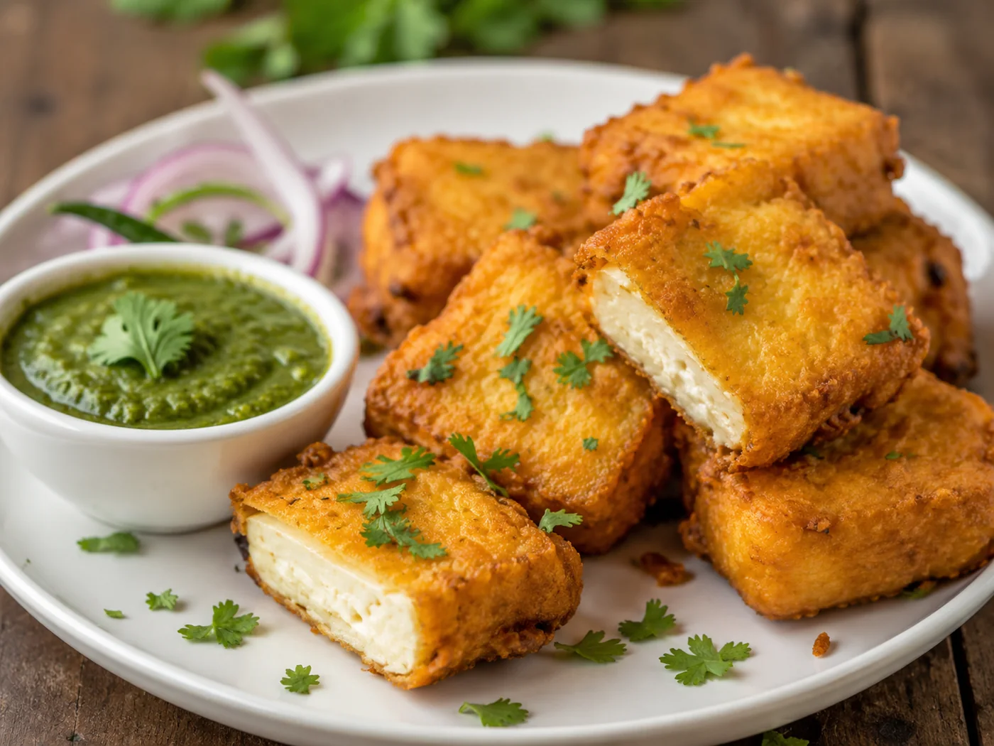Paneer Pakora aus indischem Frischkäse