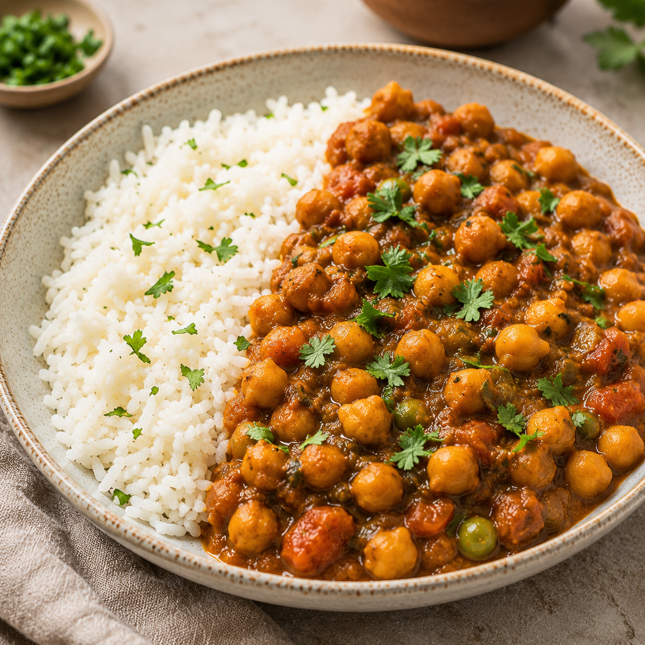Channa Masala mit Basmati-Reis
