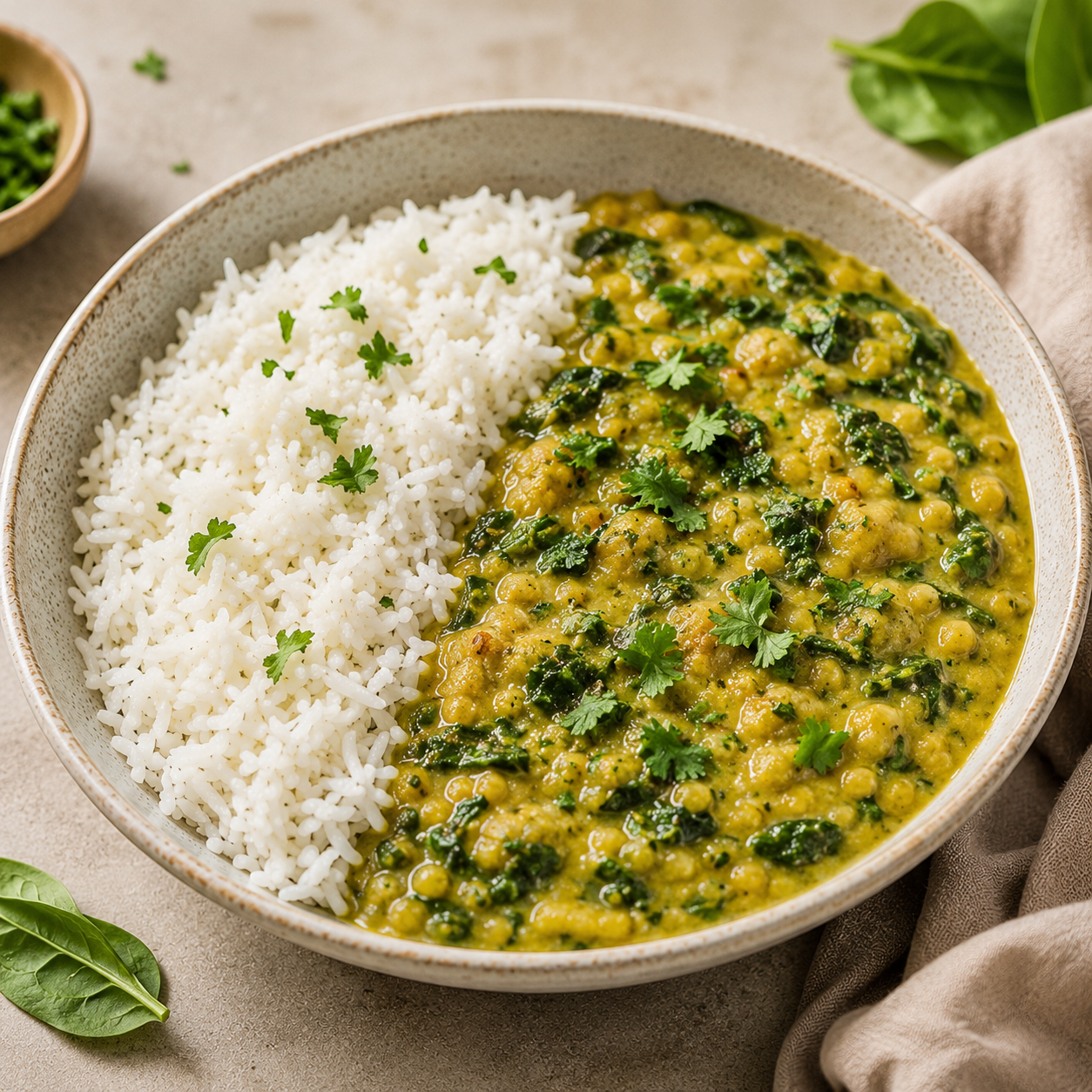 Dal Palak mit Basmati-Reis